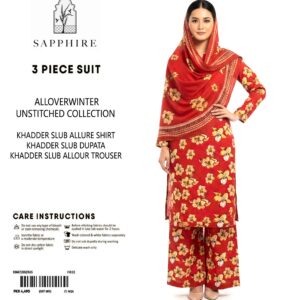 Sapphire Winter Collection – 3 Piece Unstitched Khaddar Suit |Article 7 |