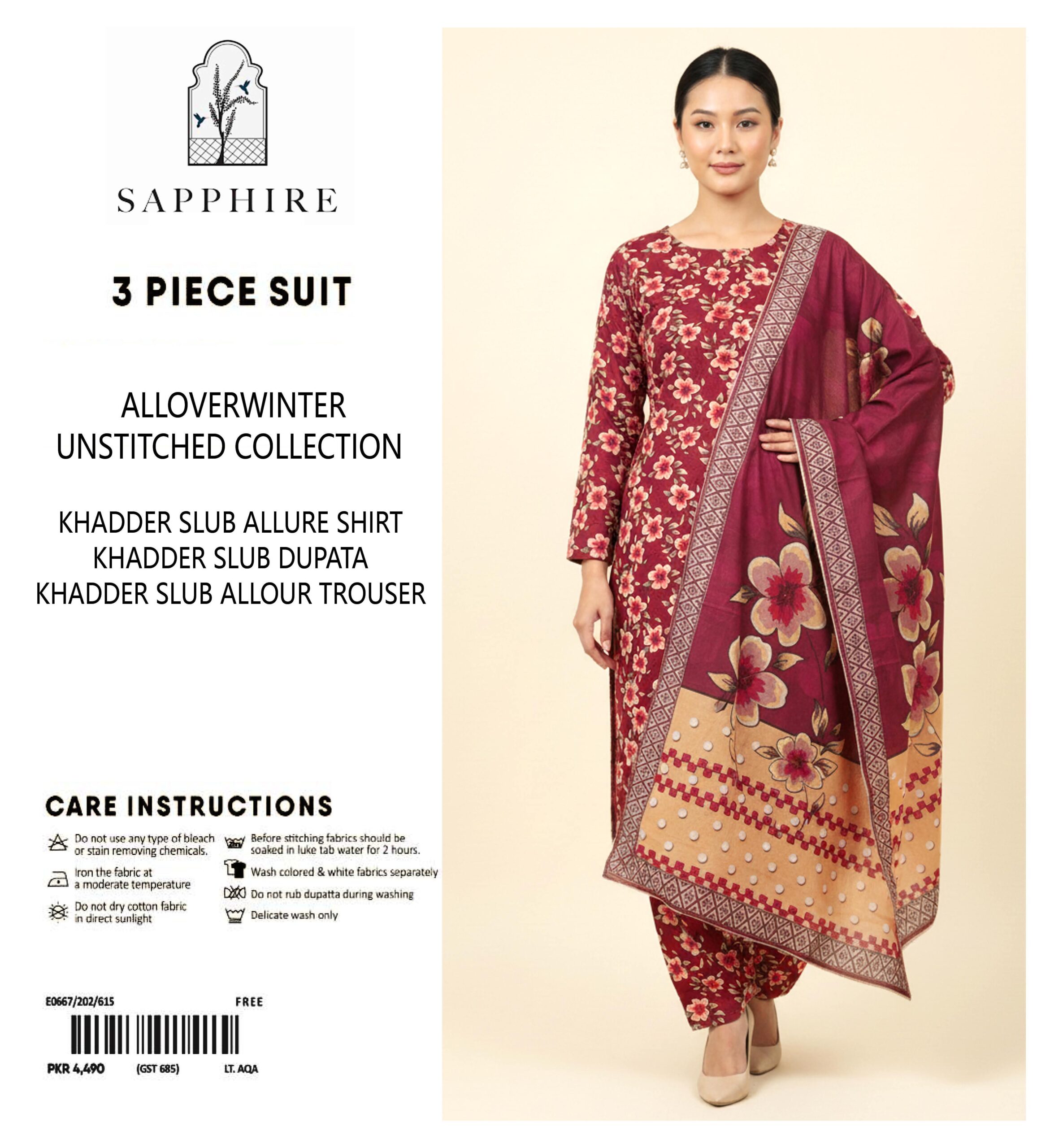 Sapphire Winter Collection – 3 Piece Unstitched Khaddar Suit | Article 21 |
