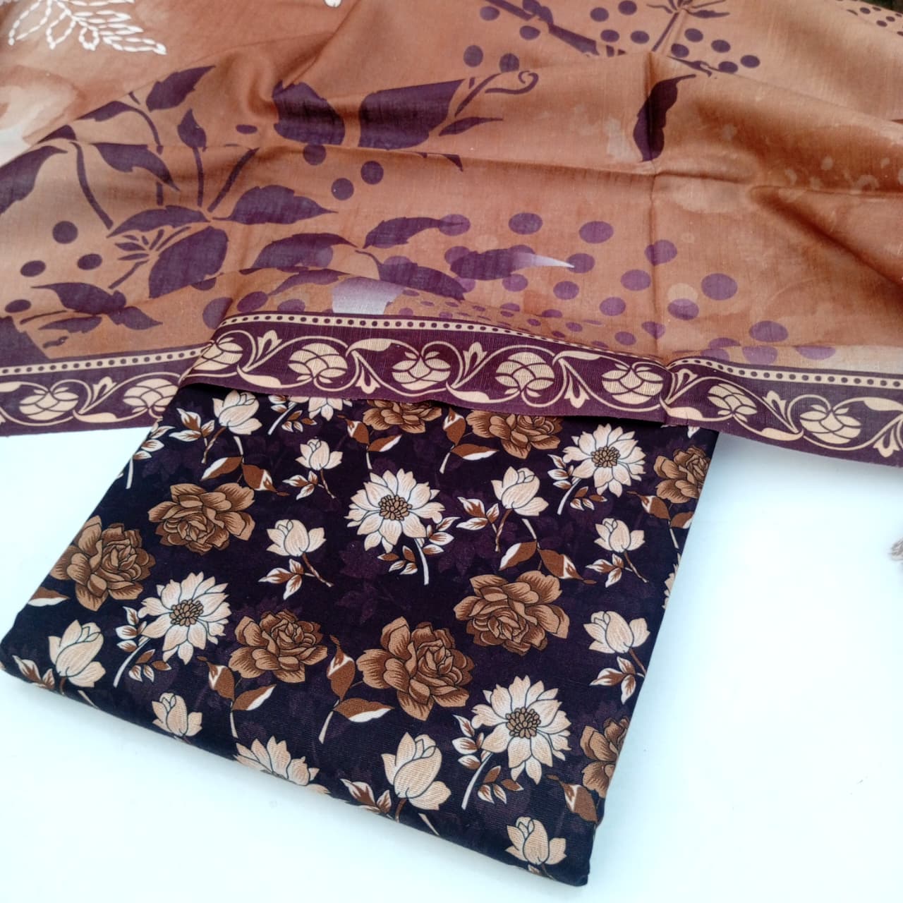 3 Piece Unstitched Khaddar Suit for Women, Premium Khaddar - Image 5